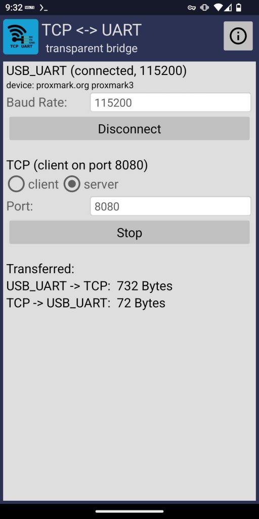 Use TCPUART to provide connection from USB to TCP