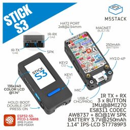 M5StickS3 ESP32-S3 Mini IoT Development Kit - Compact Programmable Controller with Wi-Fi, Display & Audio