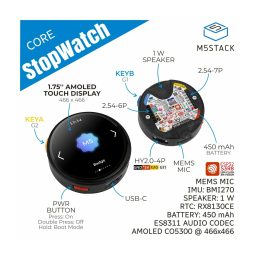 M5Stack StopWatch - ESP32-S3 Round AMOLED Touch Development Board