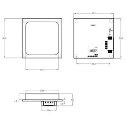UCM601C UHF RFID Reader Module - Dimensions