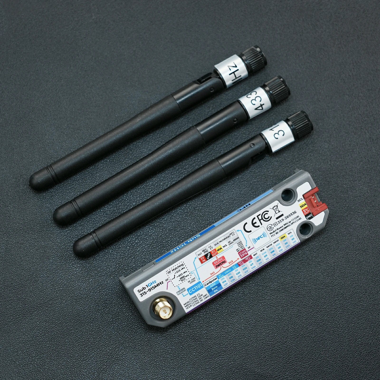Cap CC1101 NFC module with 315 433 and 868 MHz antennas