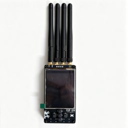 ESP32-DIV V2 front view with 2.8-inch touchscreen and navigation buttons