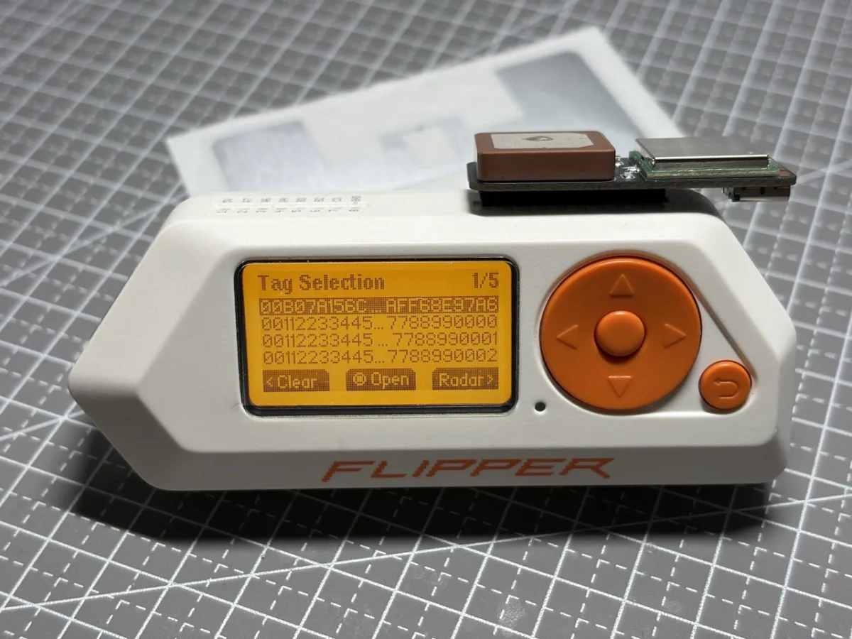 UHF Expansion 1.1 tag selection list on Flipper Zero