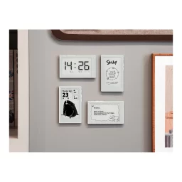 reTerminal Sticky magnetic ePaper displays arranged on a family message wall