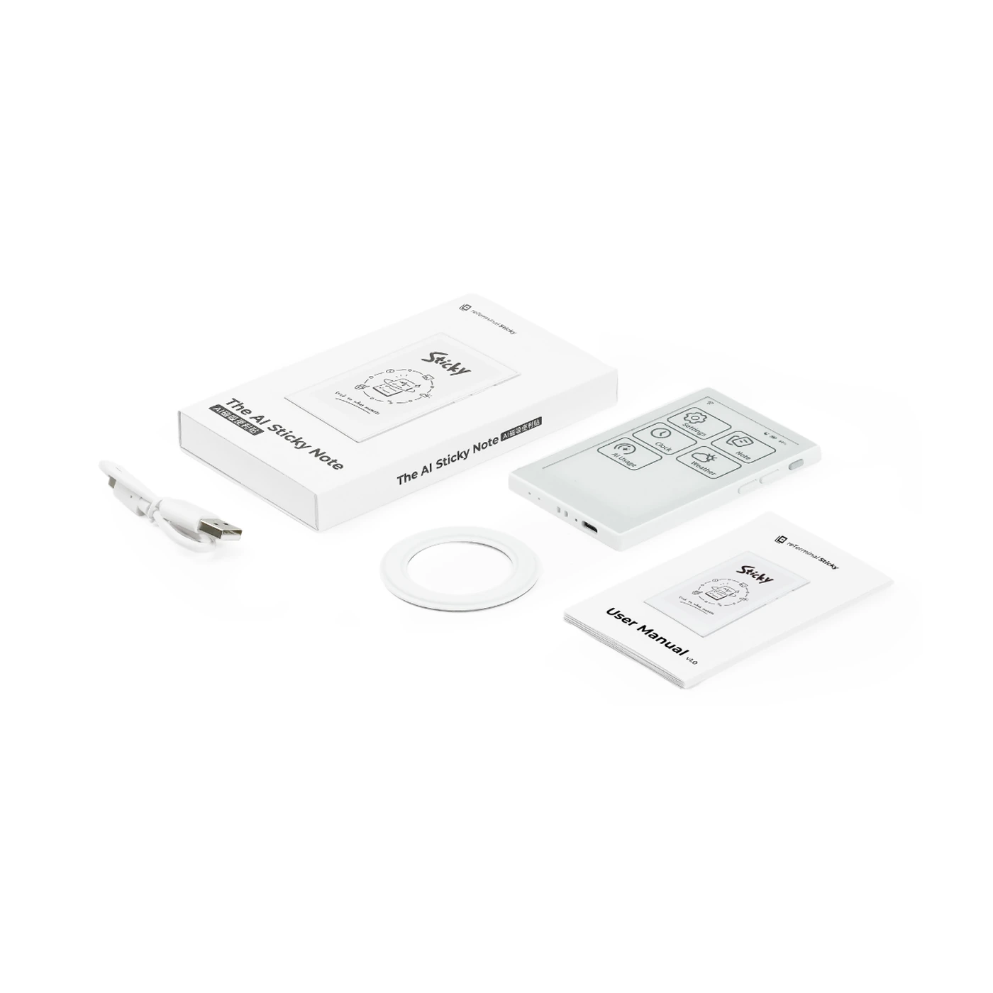Seeed Studio reTerminal Sticky package contents and accessories