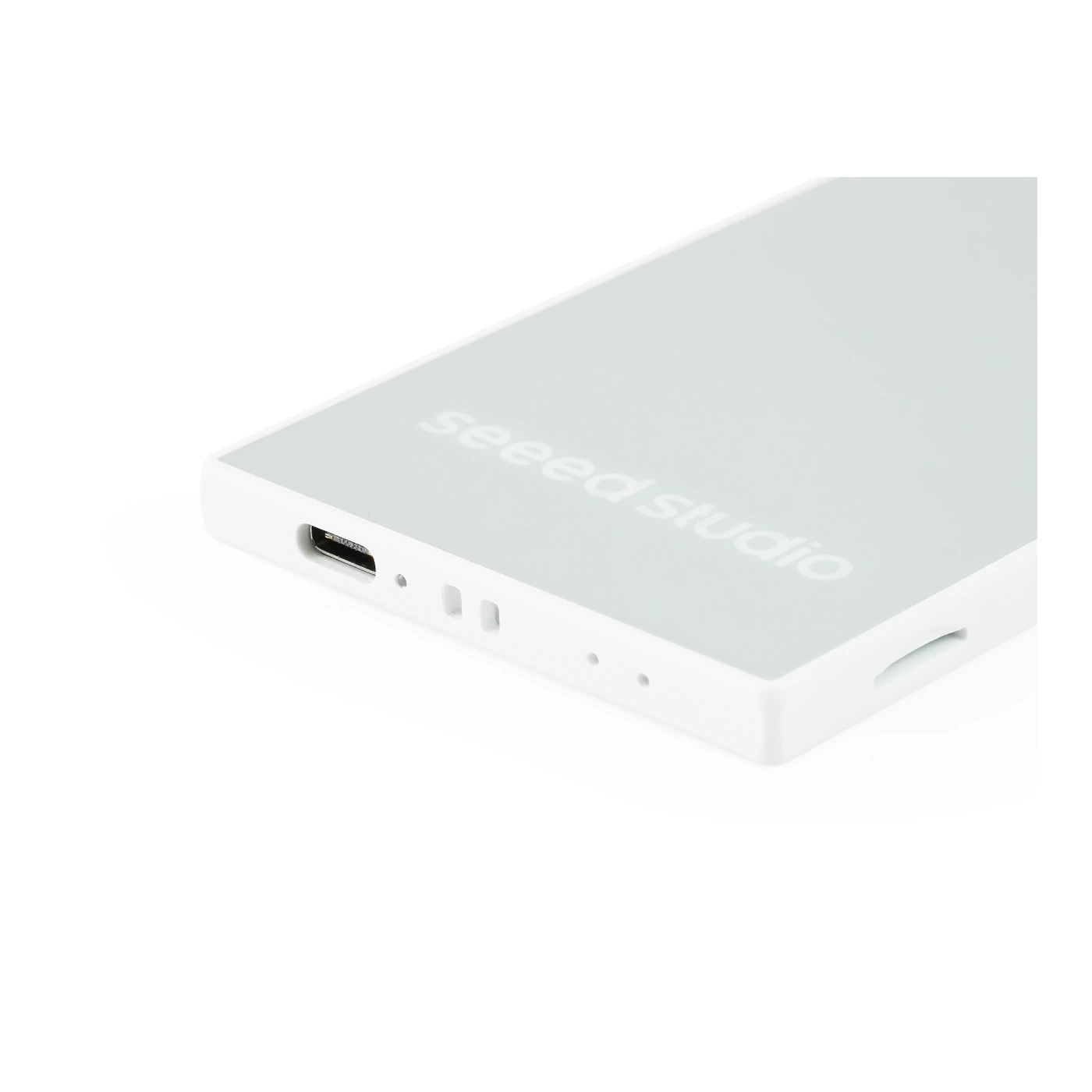 Close-up of reTerminal Sticky USB-C port and controls