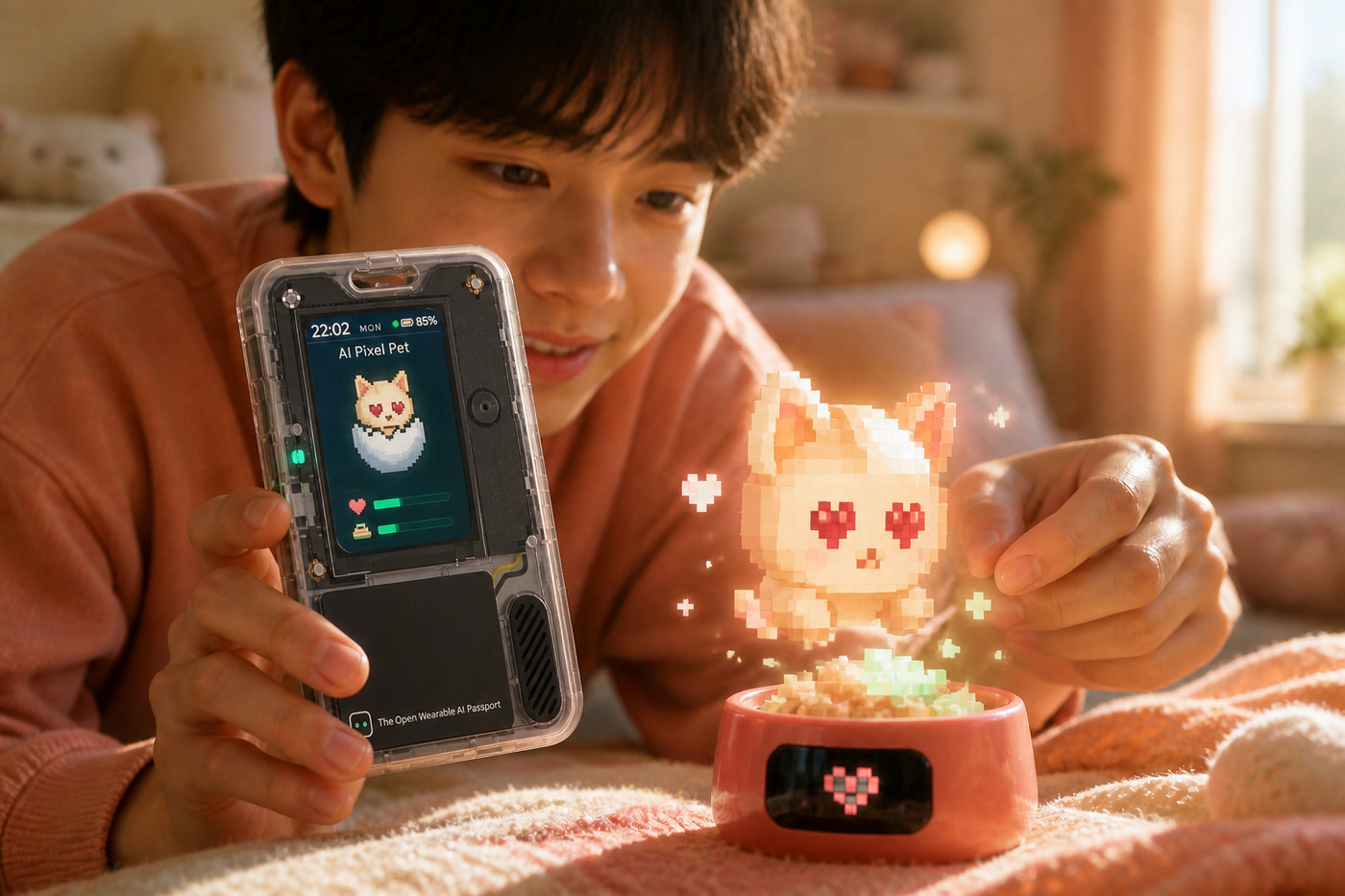 TRAE AI Card running the AI Pixel Pet official play