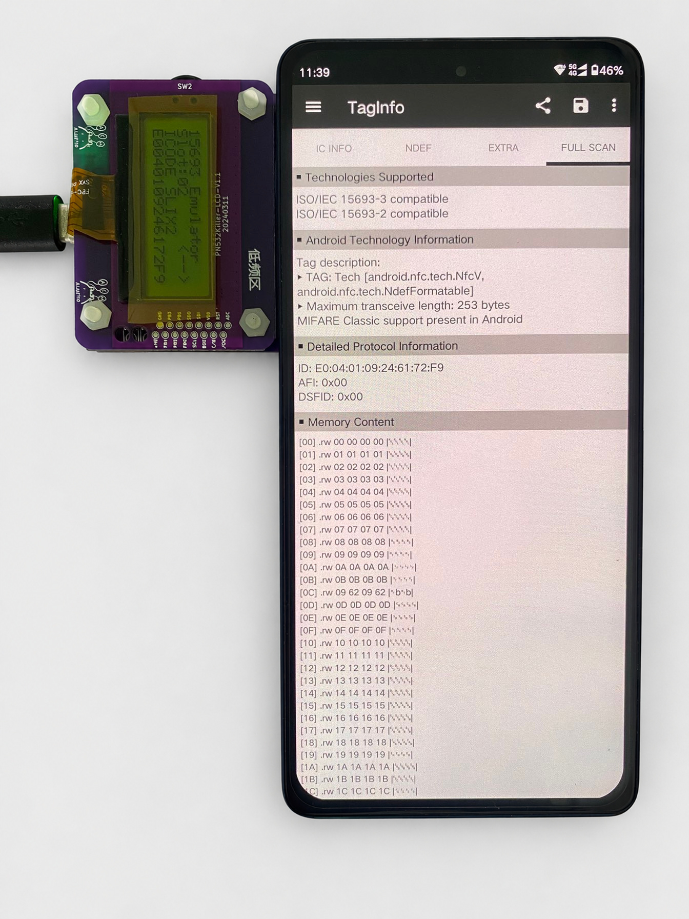 After the firmware update: the supplied TagInfo 6.2.0 result.