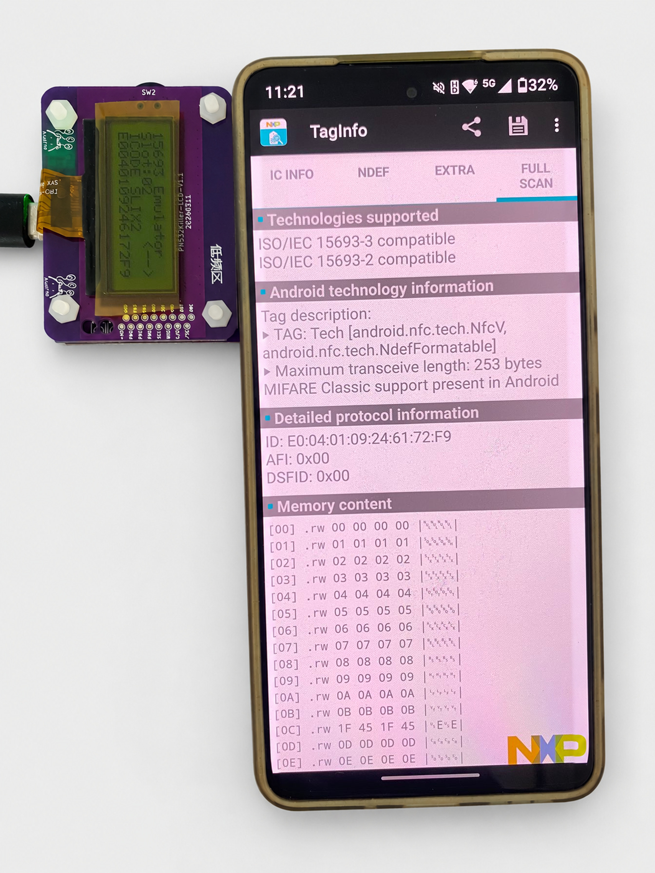After the firmware update: the supplied TagInfo 4.24.6 result.
